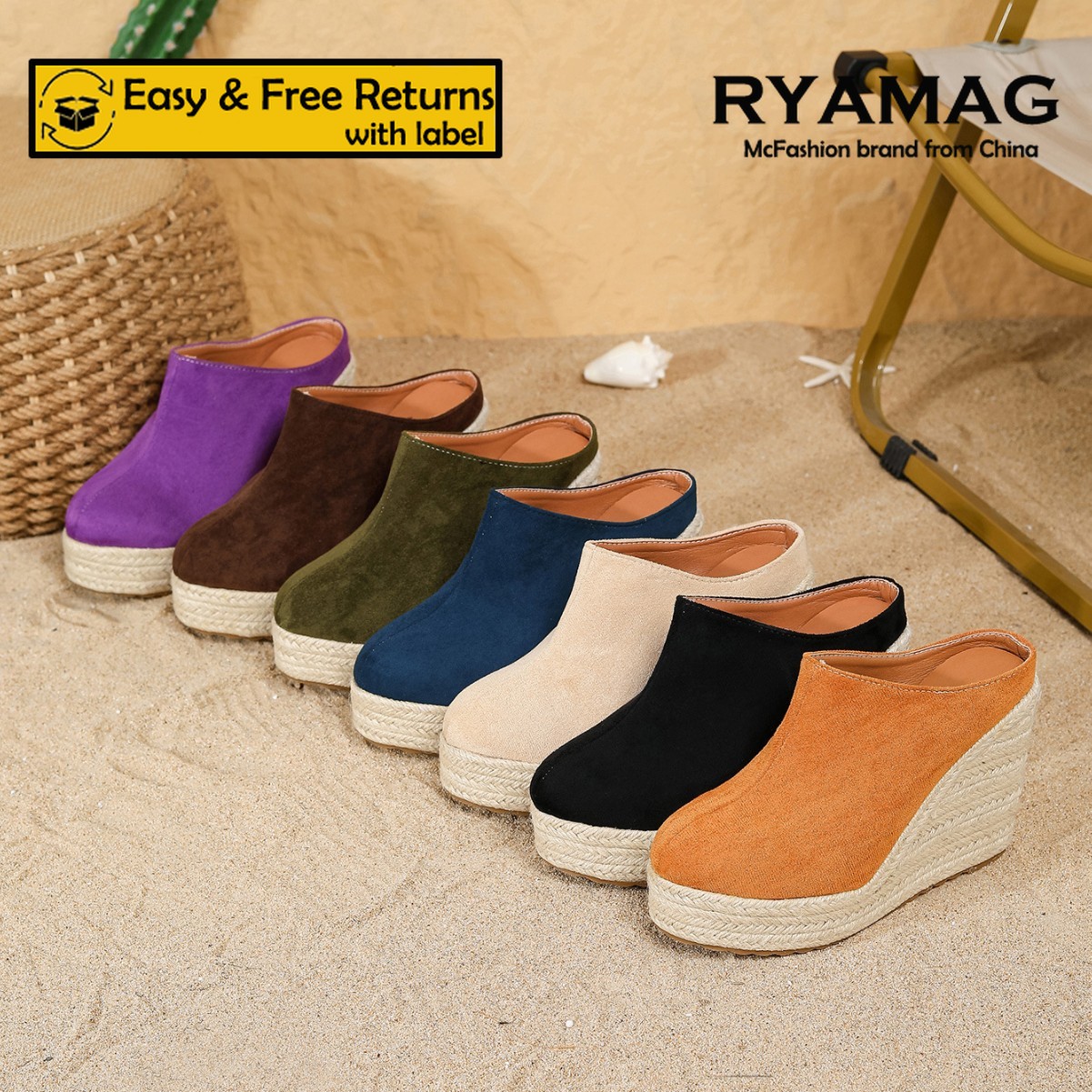 RYAMAG Comfortable Wedge Mules - огляд і ціна Wedge Espadrille Women