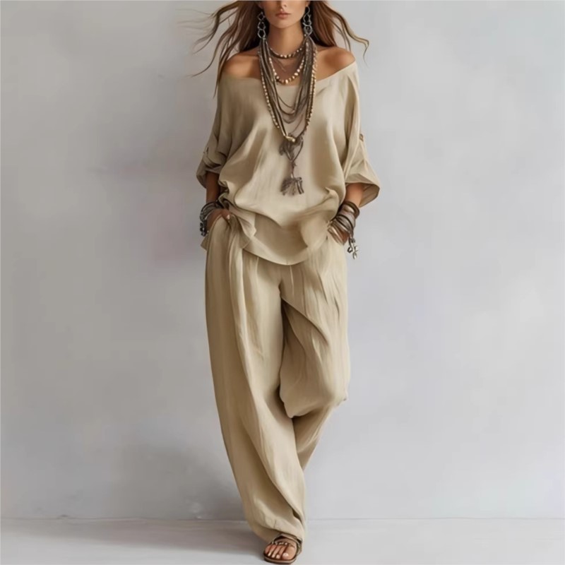 Women's Two-piece Three-quarte - огляд і ціна Linen Pant Wide