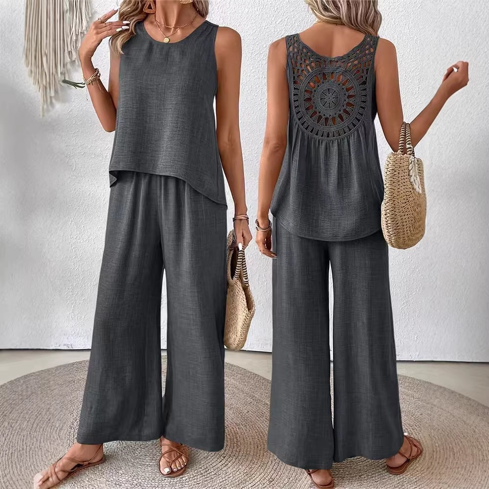 Two Pieces Women Solid Pant Se - огляд і ціна Linen Pant Wide