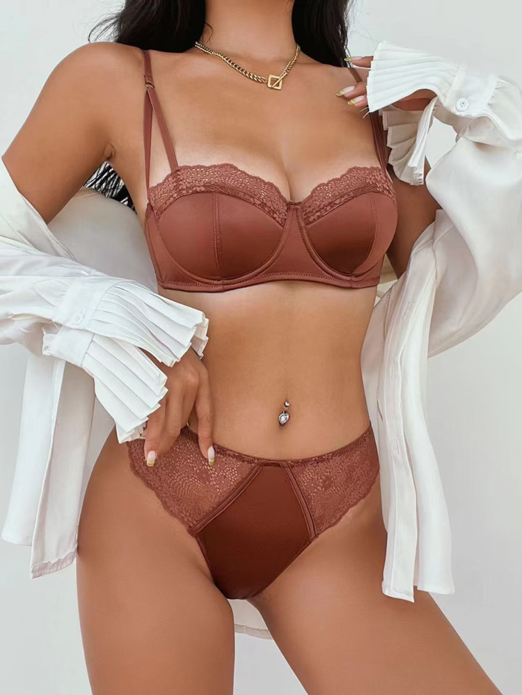 French Lace Embroidery Underwe - огляд і ціна Bralette Triangle Set