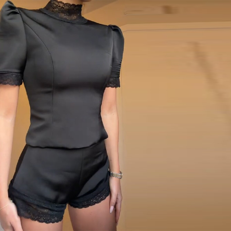 New Satin Lace Edge Top Short  - огляд і ціна Blouse Off Shoulder
