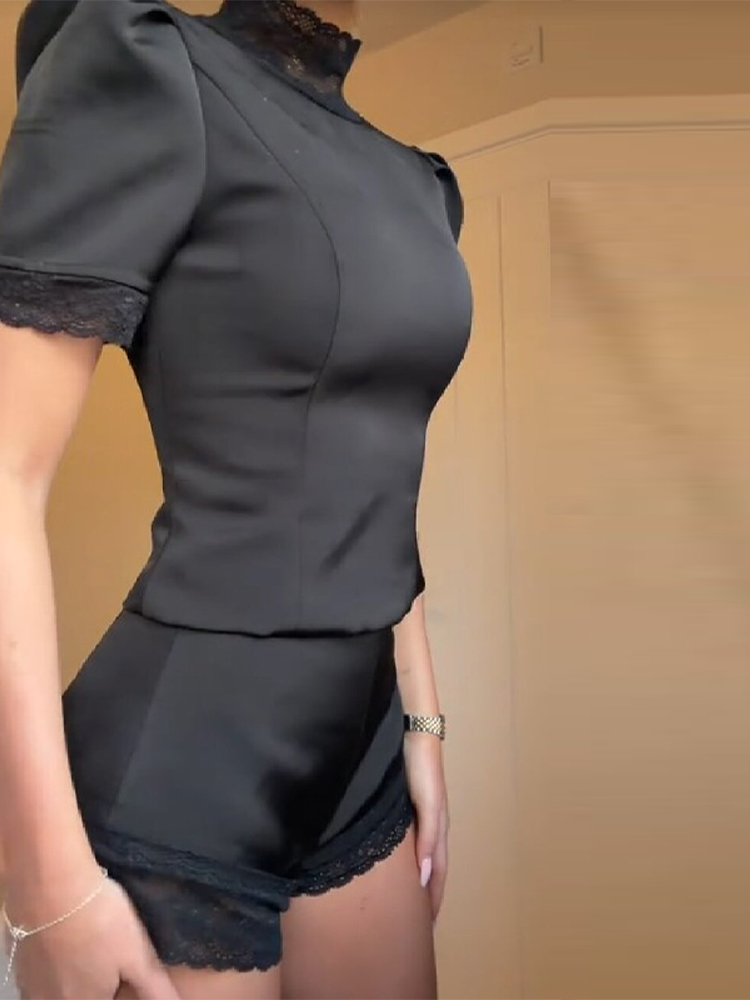 New Satin Lace Edge Top Short  - огляд і ціна Blouse Off Shoulder